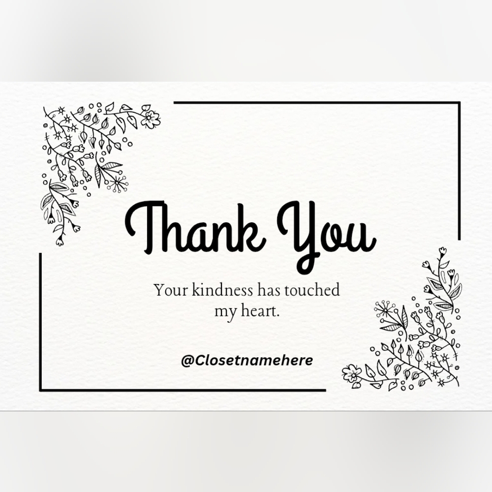 50 Custom 4x6 Minalistic Floral Thank You Notes Labels/Thank You Stickers